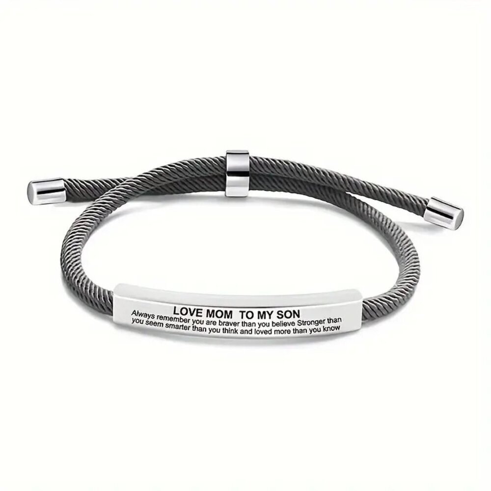 Grey Stainless Steel "to My Son" Bracelet